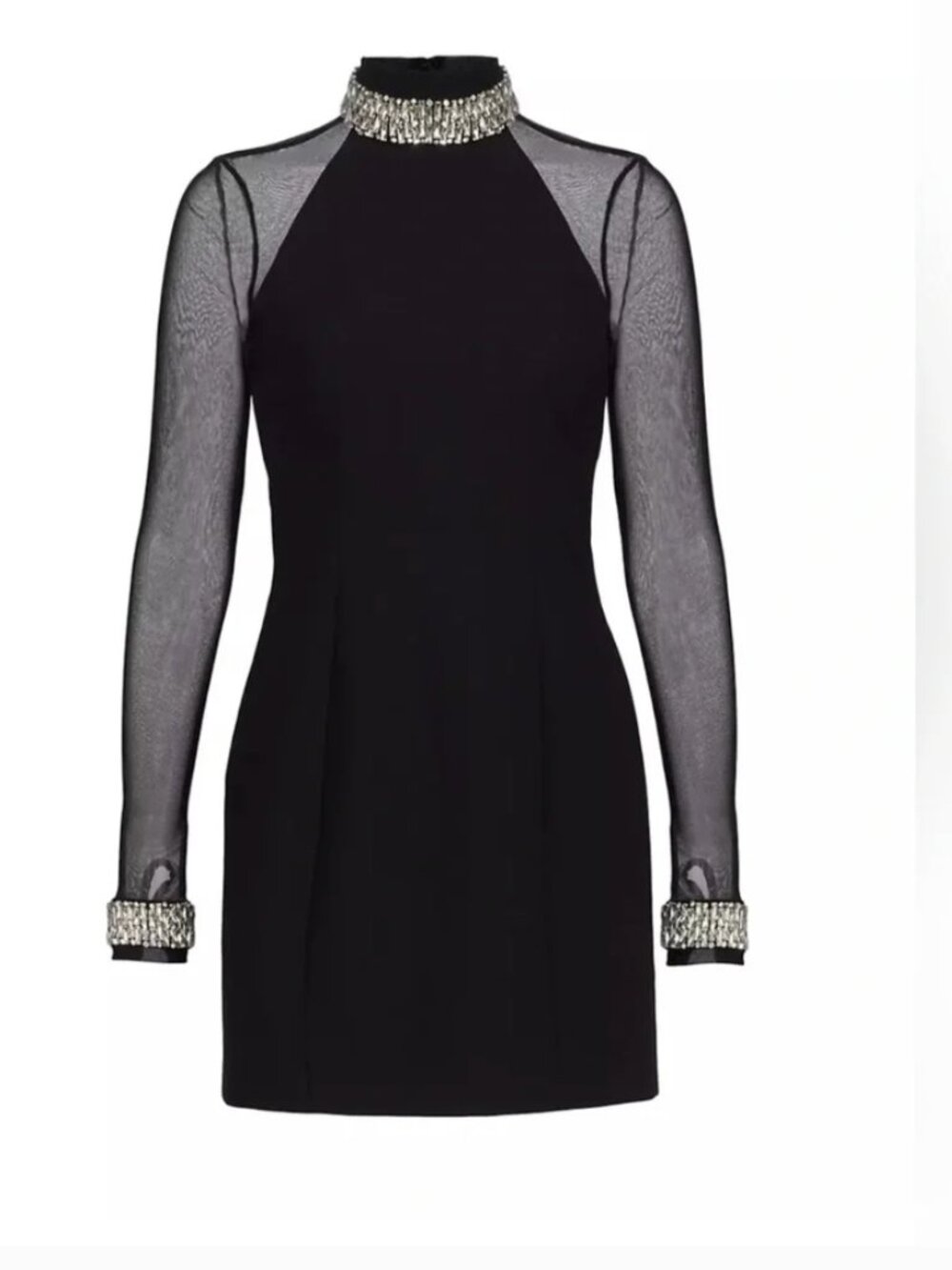 Cinq à Sept Black Mesh Embellished Crystal Rhinestone Dress Size 2 - Picture 2 of 6